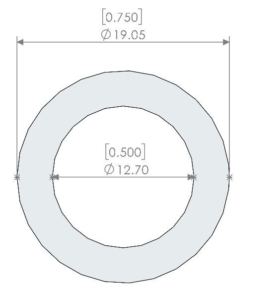 3/4" OD X .125 W (.500 ID) ROUND TUBE